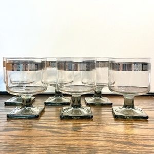 🌟VINTAGE🌟 Federal MCM Nordic Short Stem Goblets w/ Butterfly  - Set of 6